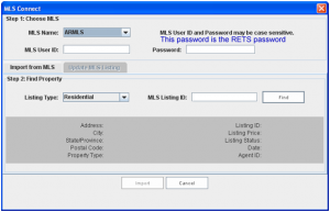 RETS Password Screen Shot