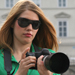 woman photographer outside home