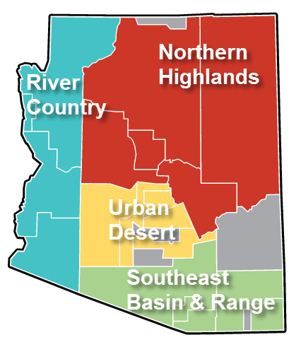 Arizona Market Regions color-coded map